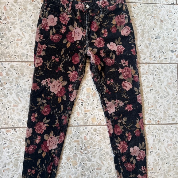 Free People Driftwood Rose Pattern Corduroy Pants Sz 29 - Picture 1 of 9